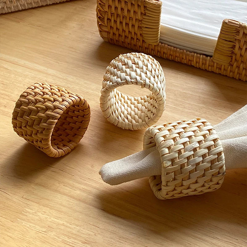Handmade Rattan Napkin Rings – Rustic Woven Table Décor Napkin Rings Qst