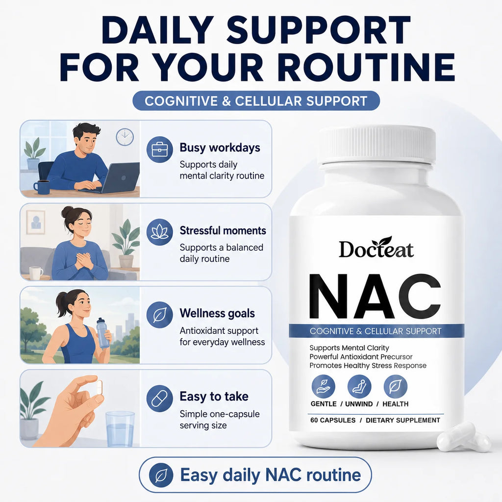 Docteat NAC Capsules – Antioxidant Blend with CoQ10 & Zinc Dietary Supplement Qst