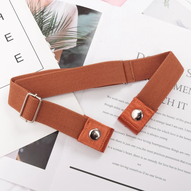 Women's Elastic Buckle-Free Canvas Waist Belt | 29 Colors Elastic Waist Belt Qme BEE-24 length 60-100cm China Mainland