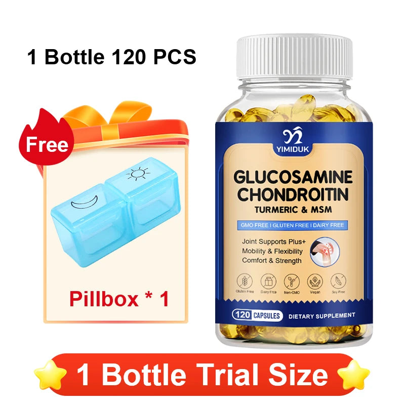YIMIDUK Glucosamine Chondroitin MSM Supplement | Joint Mobility Joint Supplement Qst 120pcs - Trial