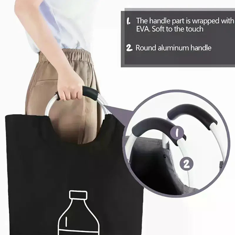 82L Foldable Bottle Storage Basket Kitchen Recycling Bag – Black Foldable Storage Basket Qme