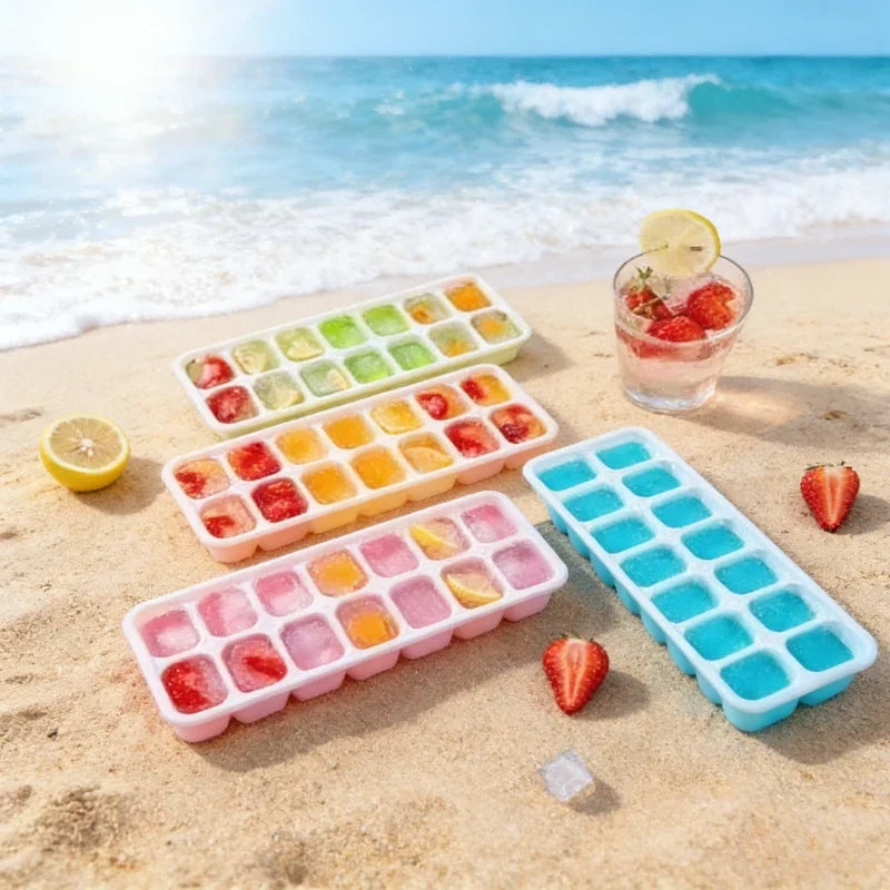 Silicone Ice Cube Trays with Lids, Set of 2 – Reusable Silicone Ice Cube Tray Qme