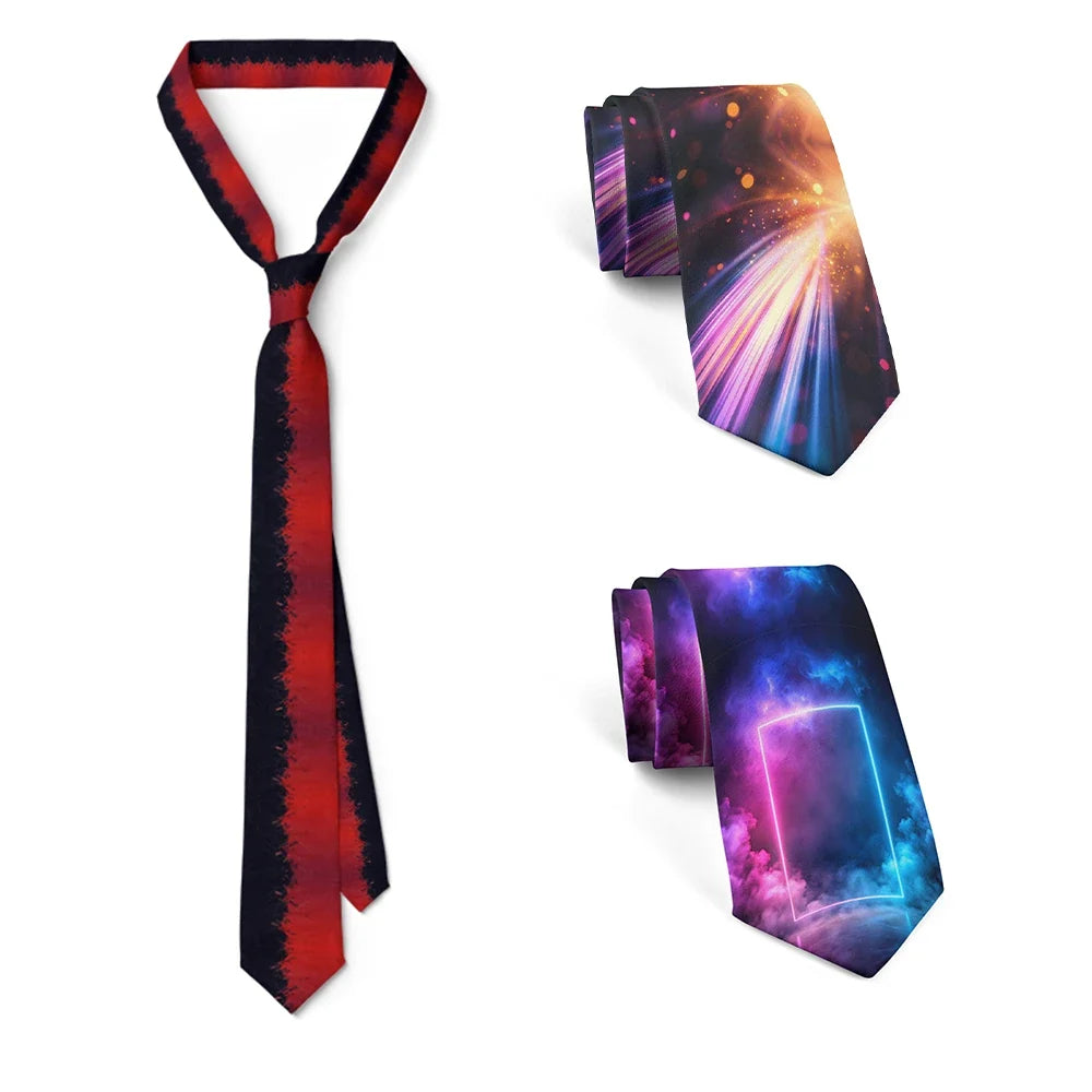 Men's Novelty Light Print Necktie | Casual & Formal Polyester Tie Novelty Print Necktie Qme