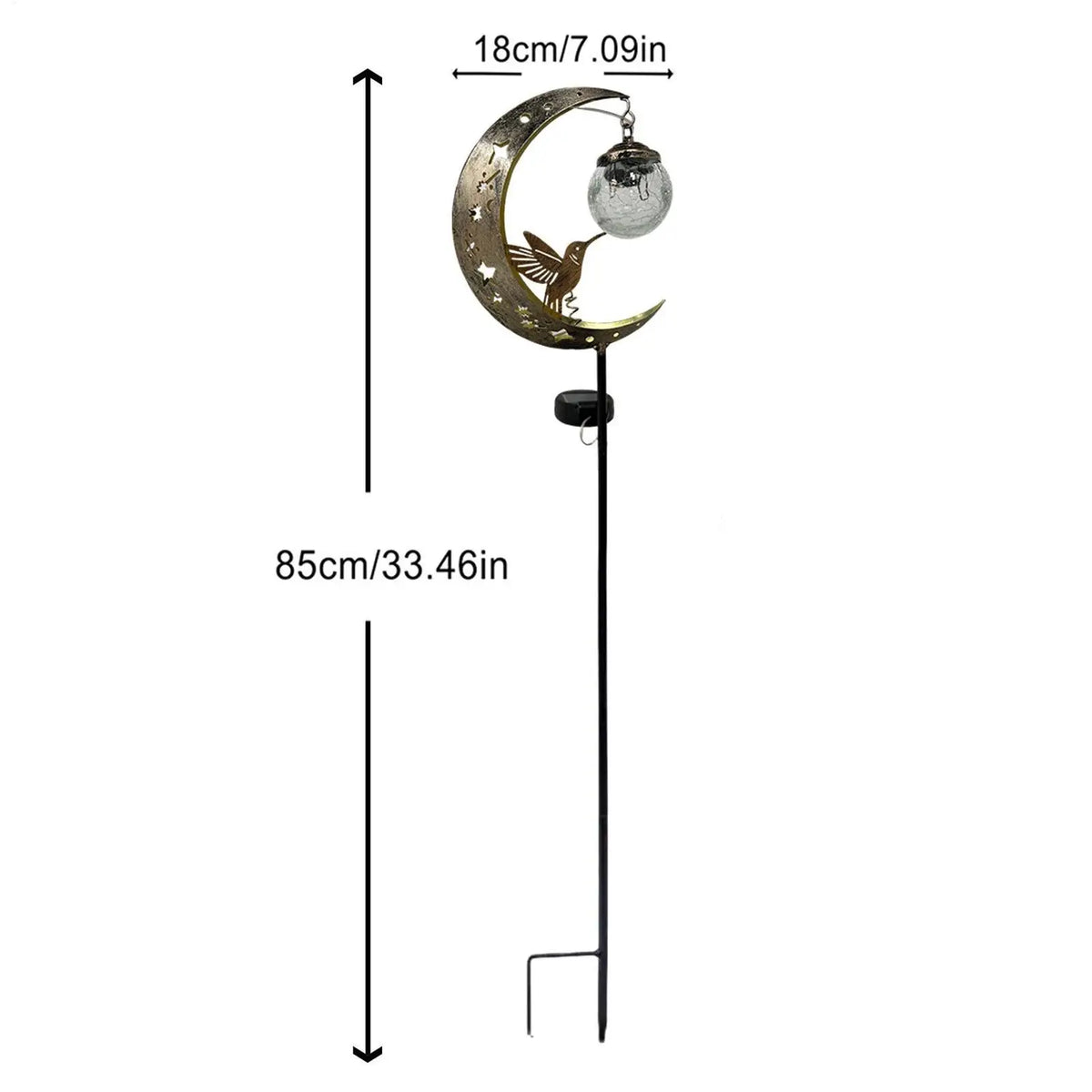 Solar Hummingbird Moon Garden Stake Light | Waterproof Outdoor Solar Garden Stake Light Qme