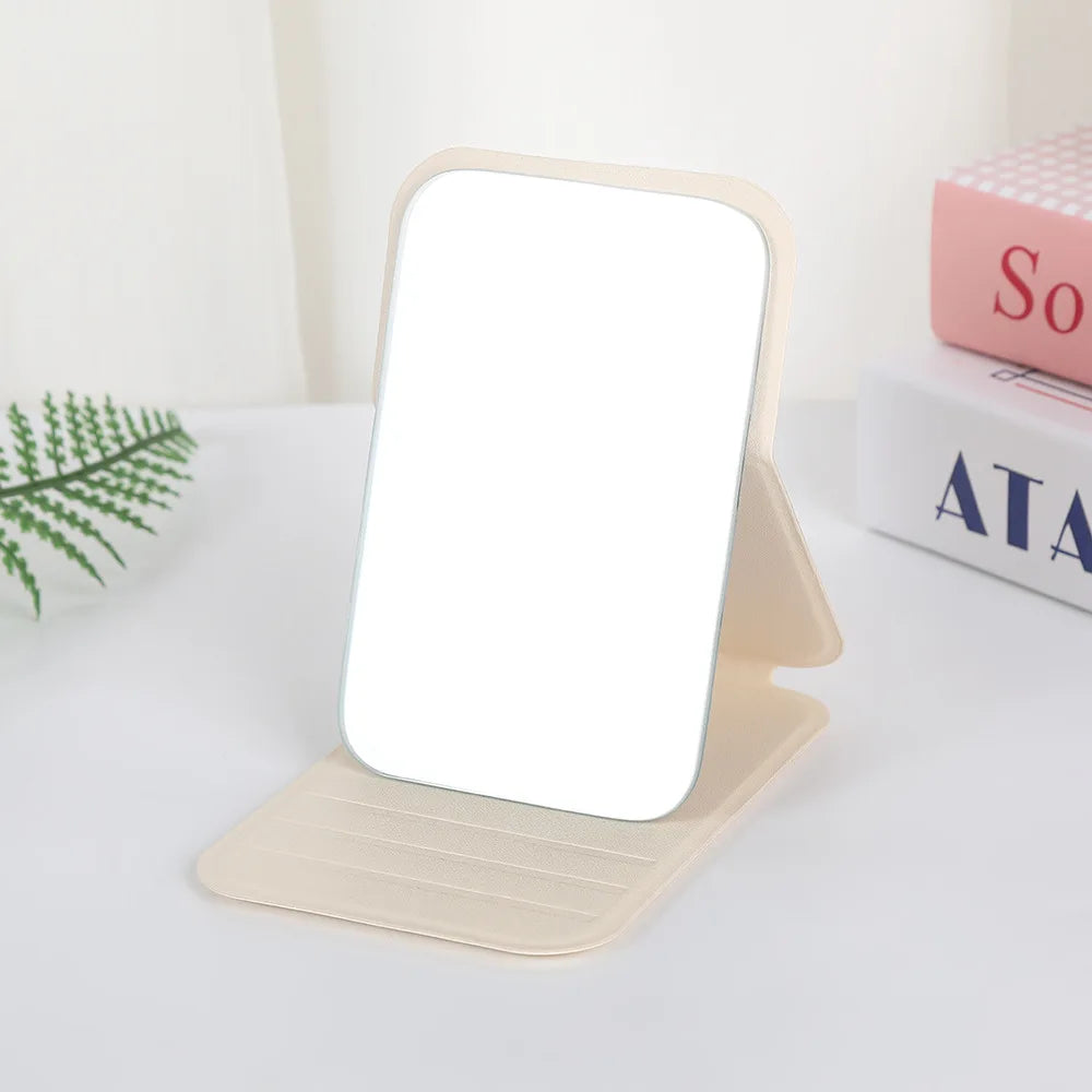 Women's Mini Folding Makeup Mirror – Portable Cosmetic Mirror Portable Makeup Mirror Qme White