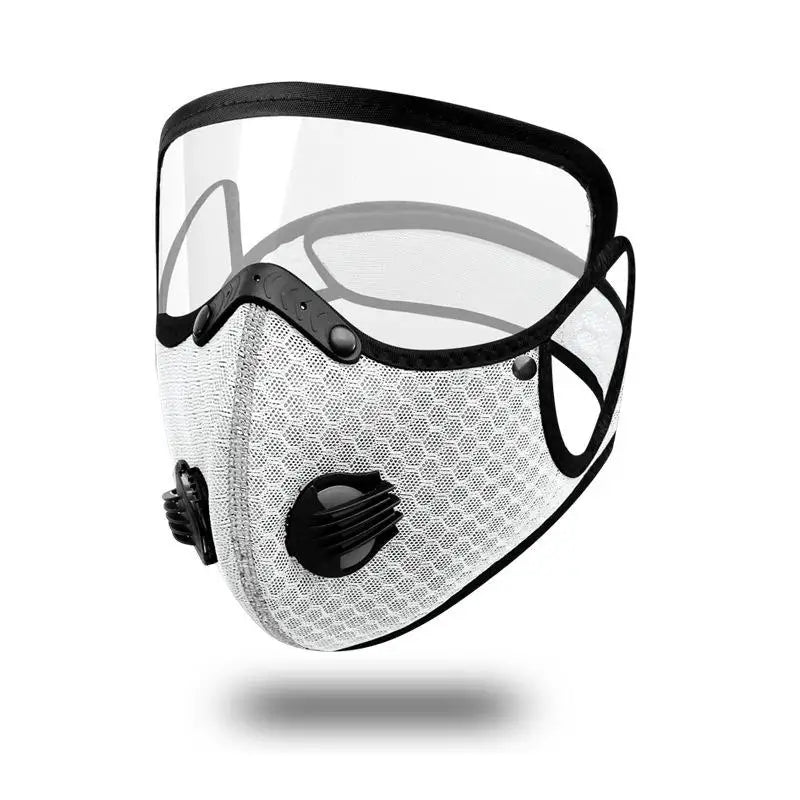Cycling Face Mask with Filter & Goggles – Reusable Dust Cover Cycling Face Mask Qst White