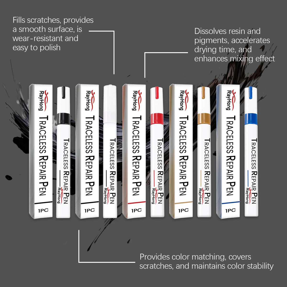 Rayhong Car Paint Touch-Up Pen – Scratch Repair, Multi-Color Car Touch-Up Pen Qst