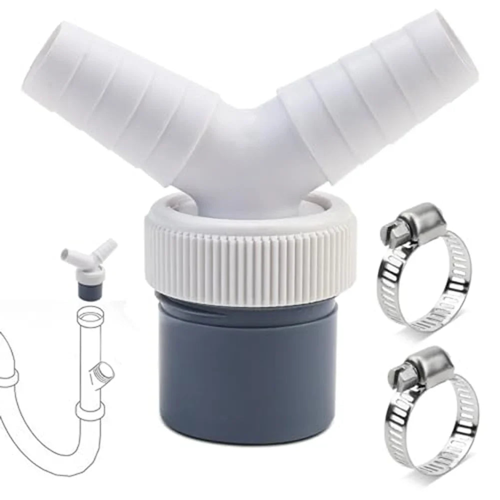 Y-Type Dual Drain Adapter | 3-Way Washing Machine Connector Drain Hose Adapter Qme