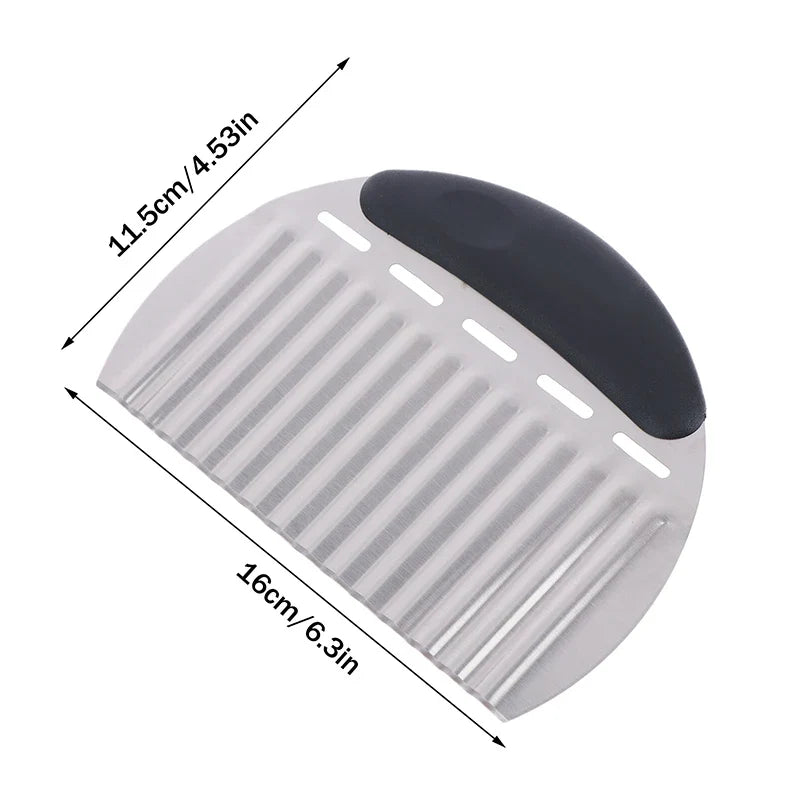 Stainless Steel Wavy Potato Chip & French Fry Cutter Vegetable Slicer Qme