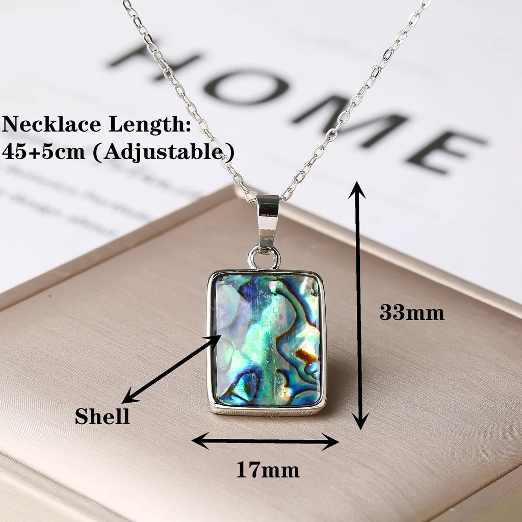 Natural Abalone Shell Pendant Necklace – Silver & Gold Shell Pendant Necklace Qme