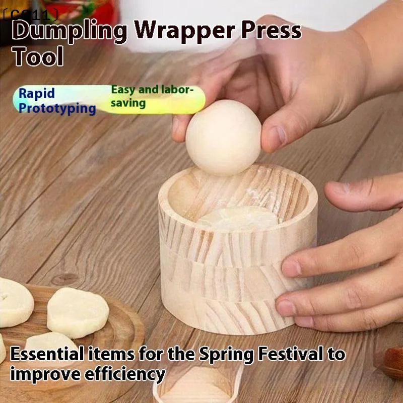 Wood Dumpling Maker Press Tool & Dough Skin Presser Mold Dumpling Press Tool Qme