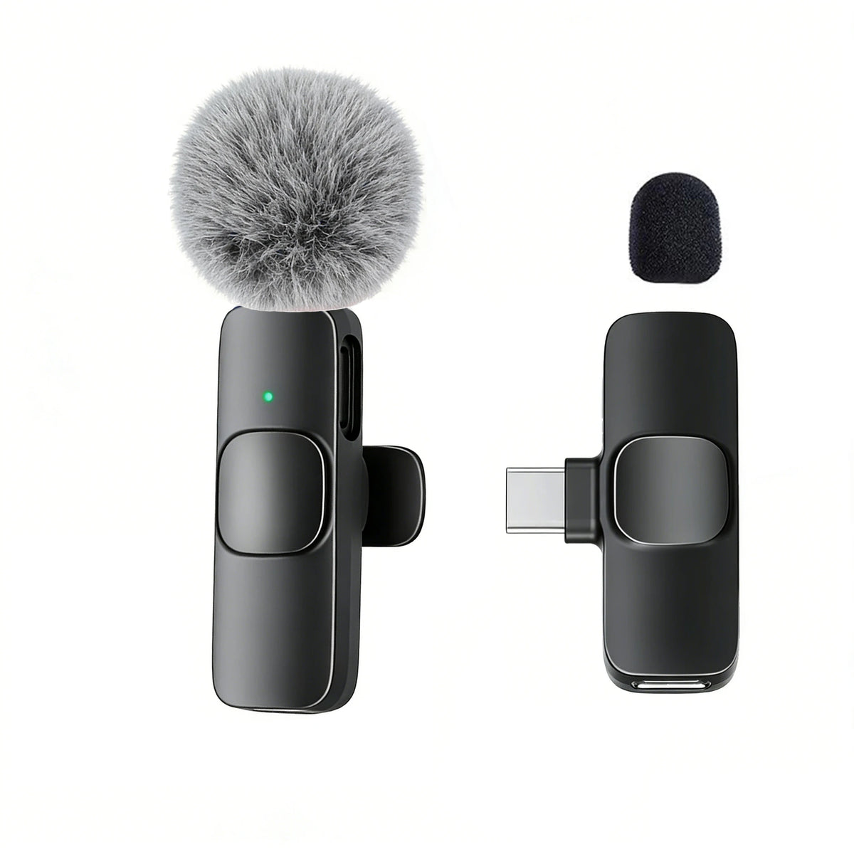 Wireless Lavalier Microphone Type-C – Plug & Play, 30m Wireless Lavalier Microphone Qst Black-Type-c-1to1