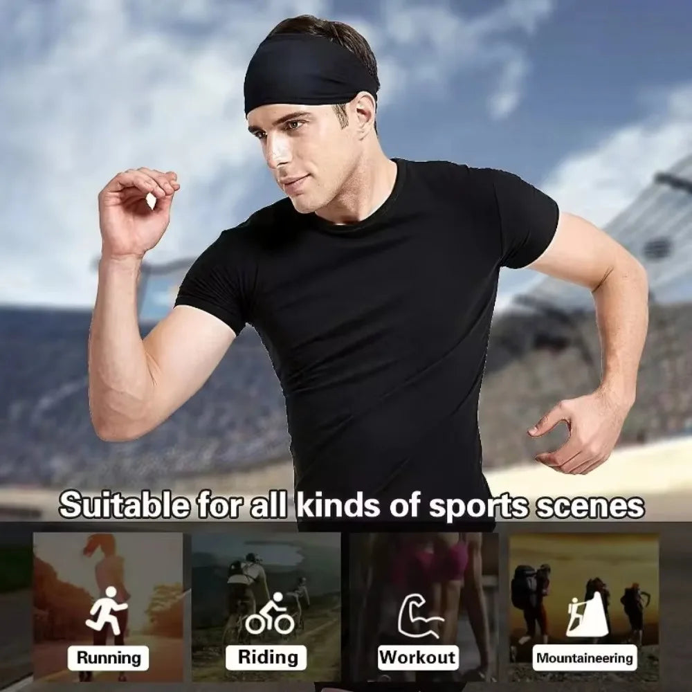 Qme Solid Elastic Non-Slip Quick-Dry Sports Headband Sports Headband Qme