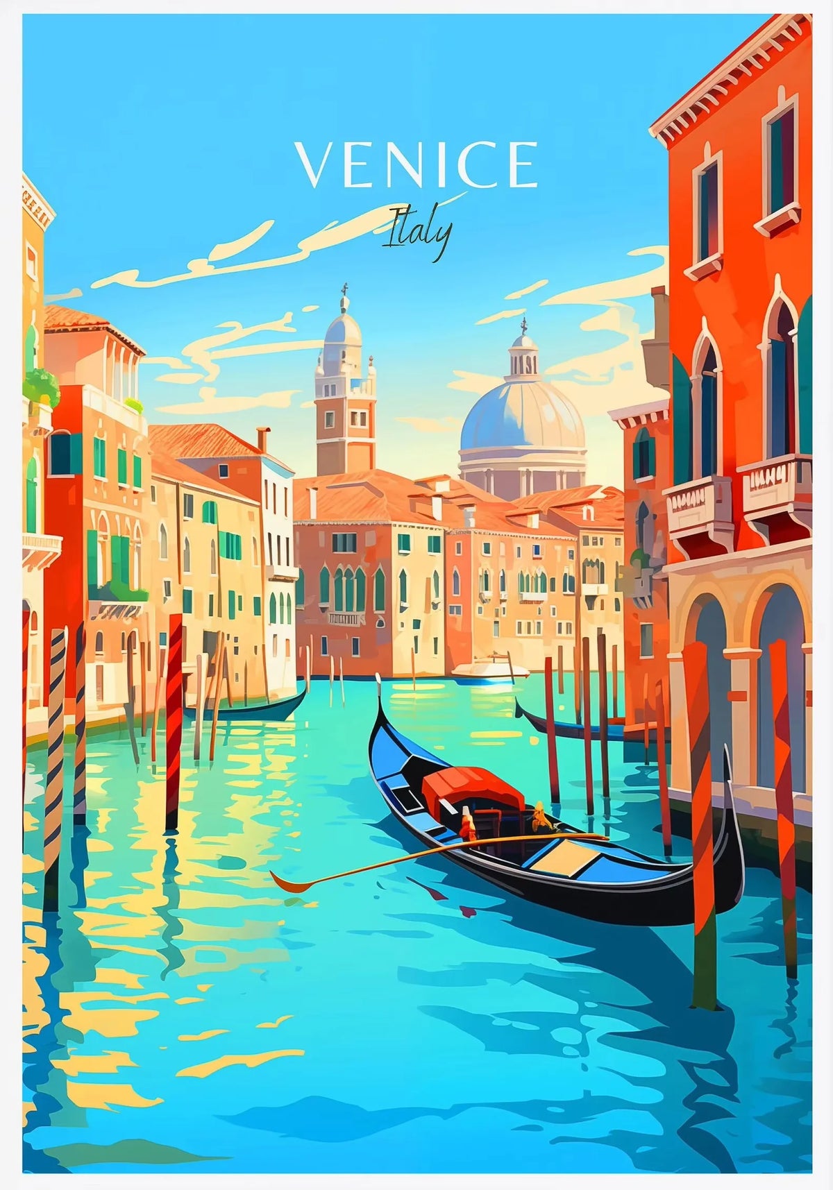 Italy City Travel Canvas Wall Art – Rome Venice Paris Poster Canvas Wall Art Qst SKU-19 20x30cm Unframed