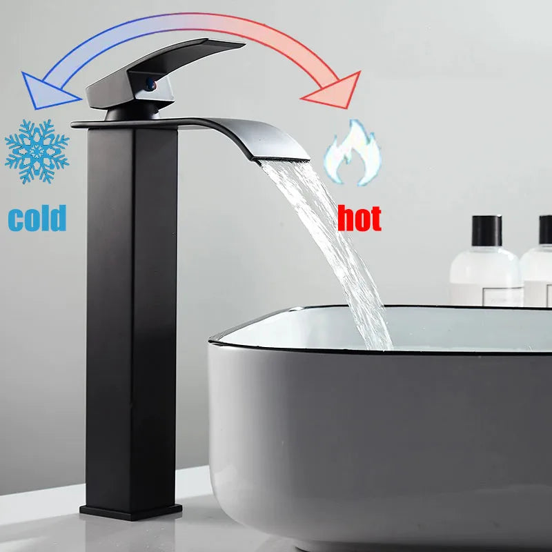 Waterfall Bathroom Faucet – 304 Stainless Steel Single Handle Tap Bathroom Basin Faucet Qst