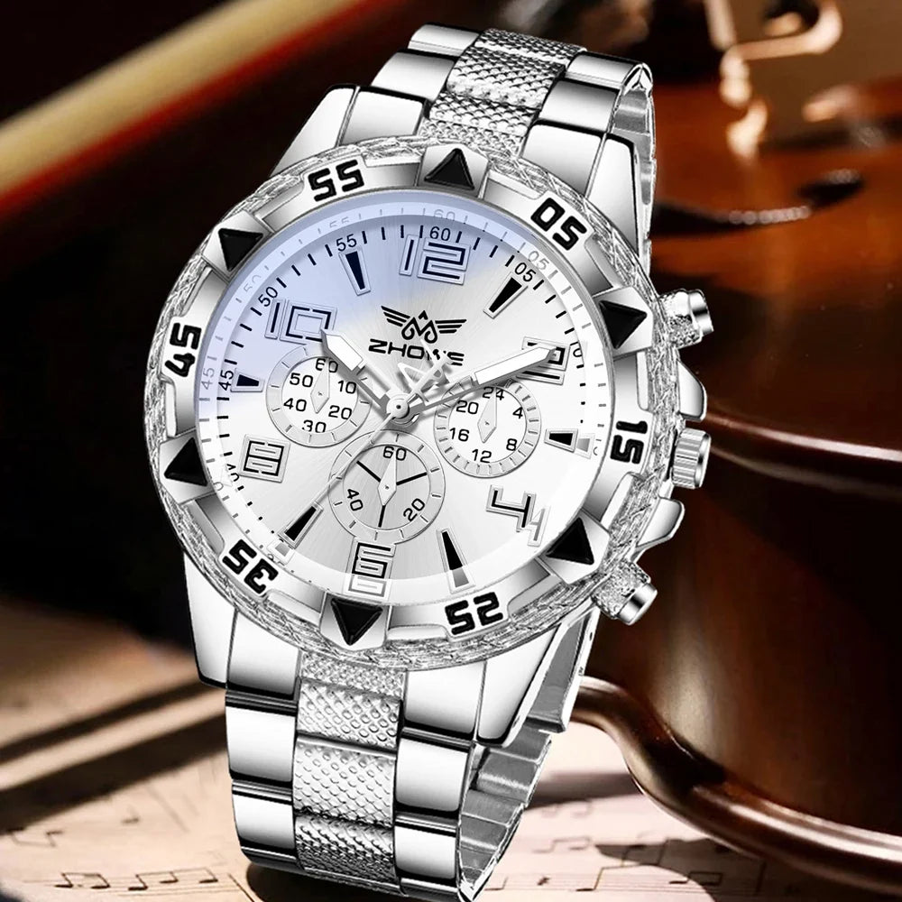 Silver Men's Quartz Watch – Business & Everyday Fashion Men's Quartz Watch Qme