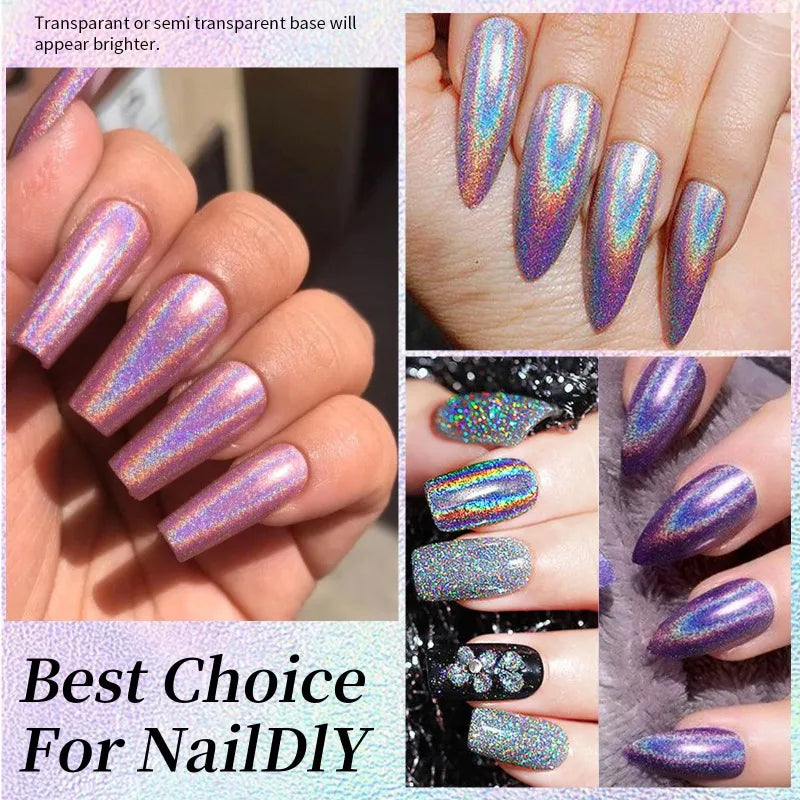 Holographic Multichrome Nail Polish – Rainbow Glitter Lacquer Holographic Nail Polish Qme