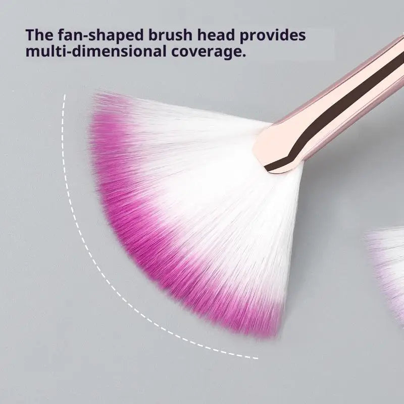 Fan-Shaped Highlighter Makeup Brush – Soft Synthetic Blush Makeup Brush Qst