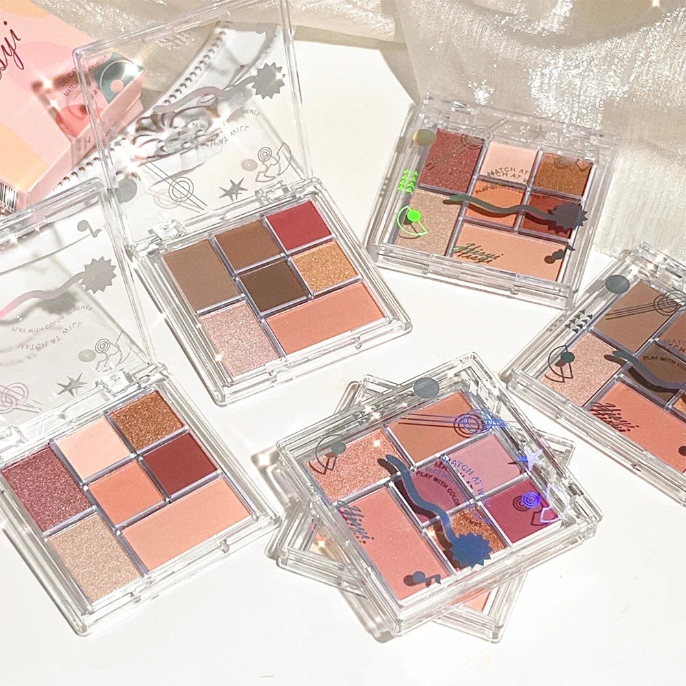 7-Shade Nude Pink Eyeshadow Palette – Glitter & Matte | Qme Eyeshadow Palette Qme