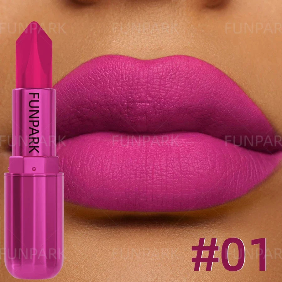 Qme Matte Lipstick – Waterproof Long-Lasting Rose Red Matte Lipstick Qme