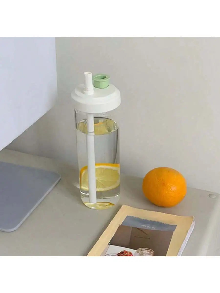 Large Capacity Plastic Straw Water Bottle – Portable Cup Straw Water Bottle Qme