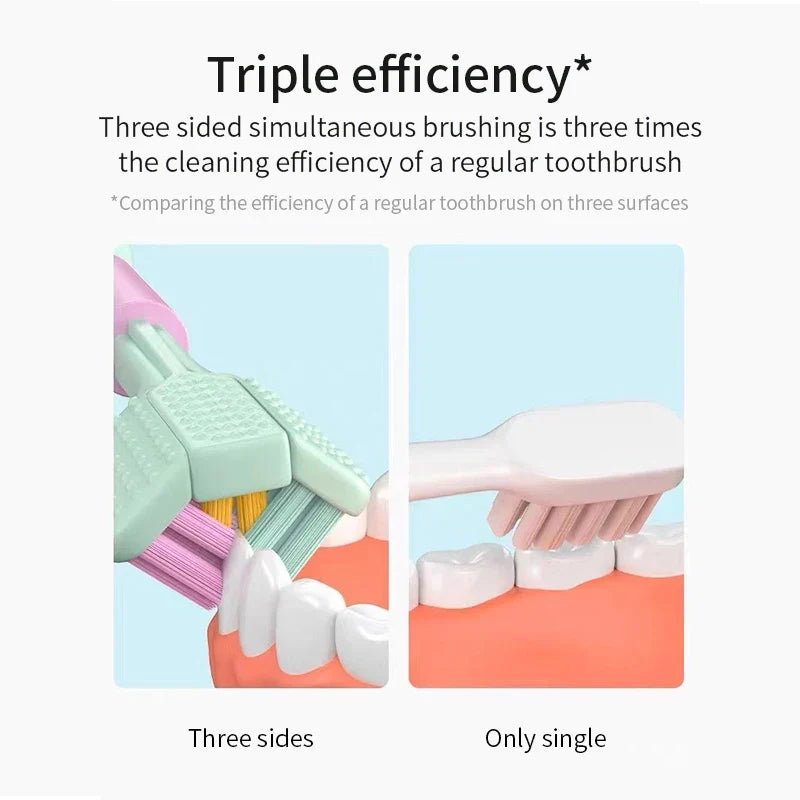 Three-Sided Toothbrush | Ultra-Fine Soft Bristles Oral Care Soft Bristle Toothbrush Qme