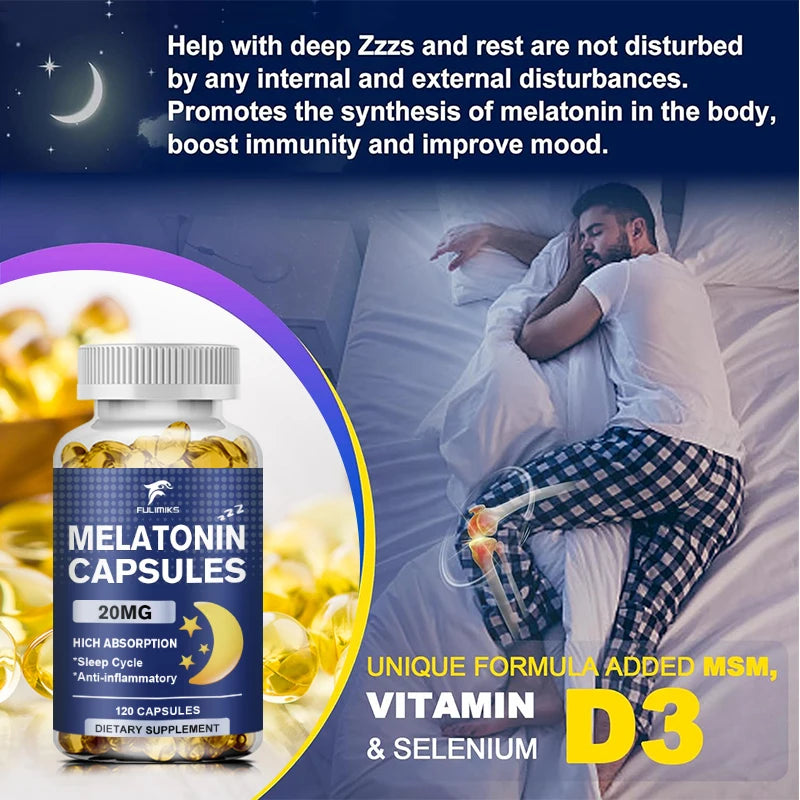 Fulimiks Melatonin 20MG Capsules – Sleep & Daily Vitality Sleep Supplement Qst