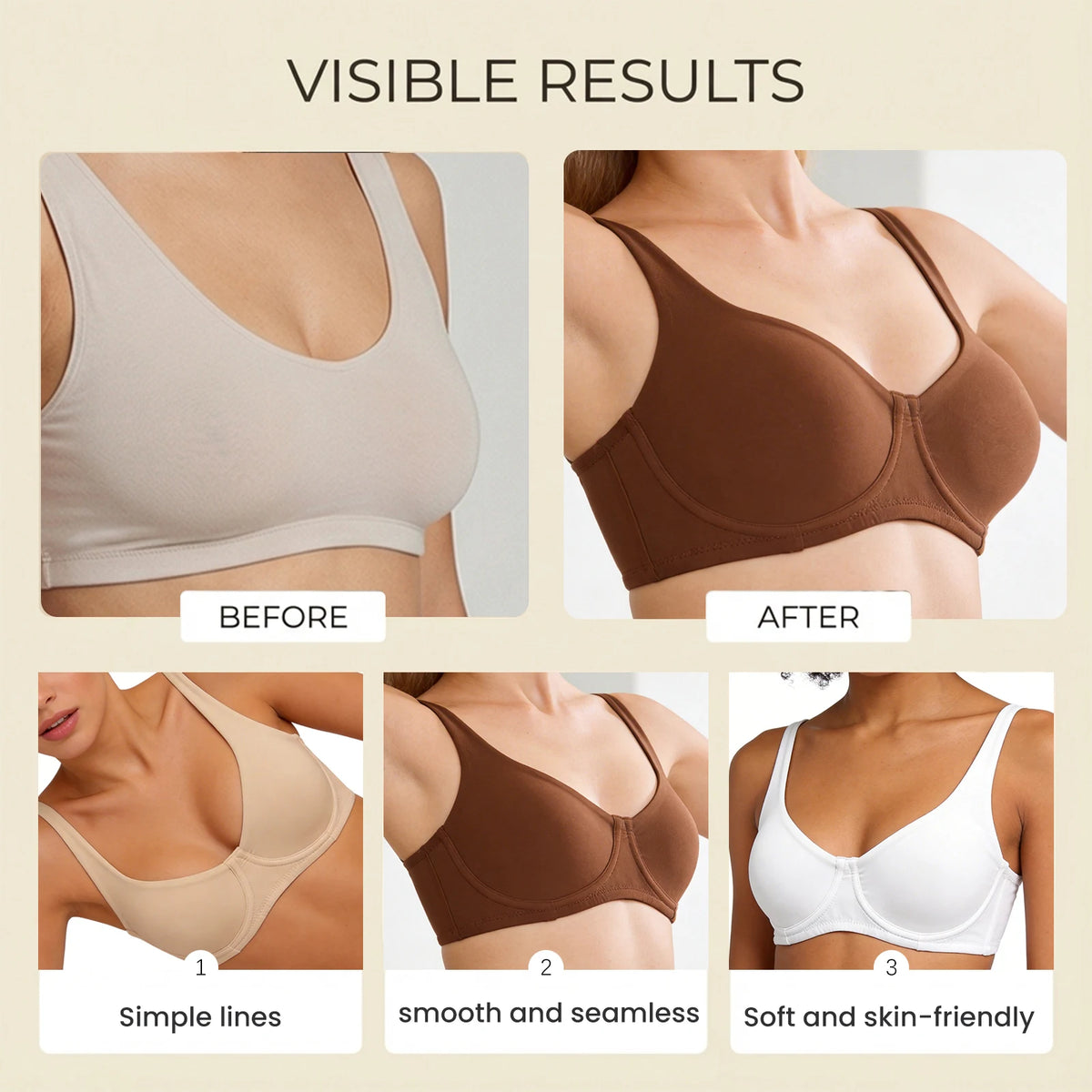 Zeriluna Underwire Seamless Unpadded Bra – Wide Strap T-Shirt Bra Underwire Seamless Bra Qst