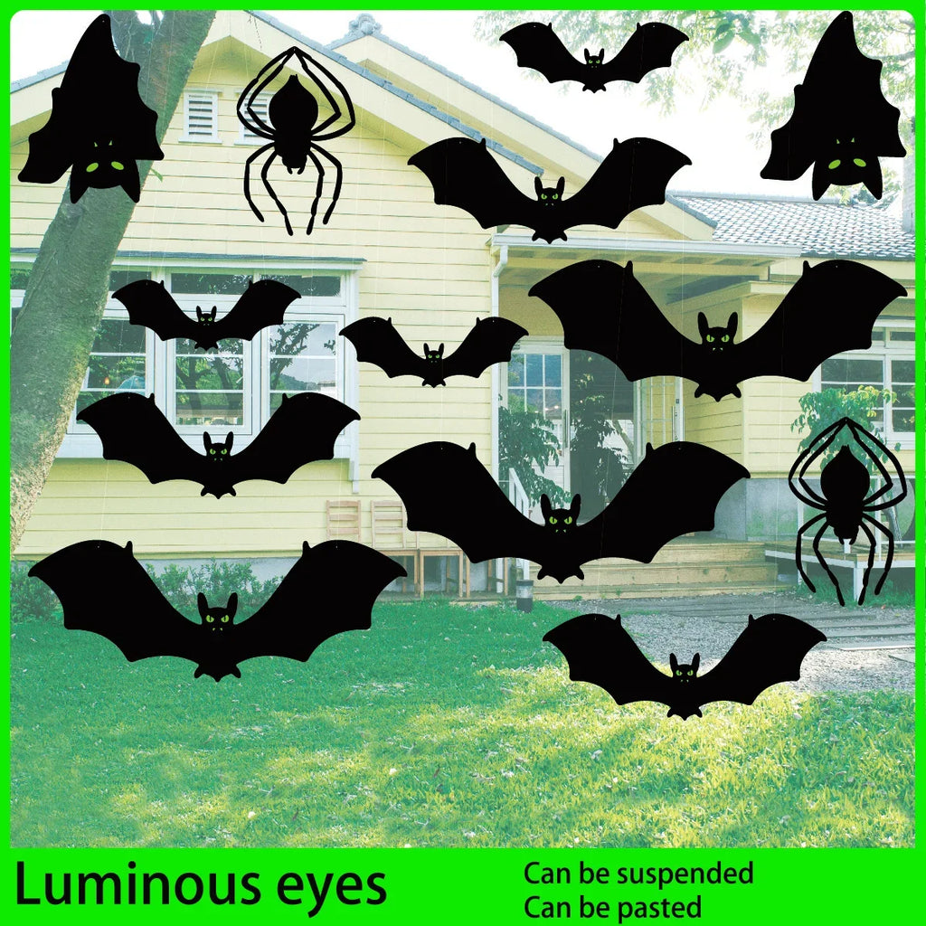 Glowing Eye Bat & Spider Halloween Hanging Decoration Halloween Ornament Qme