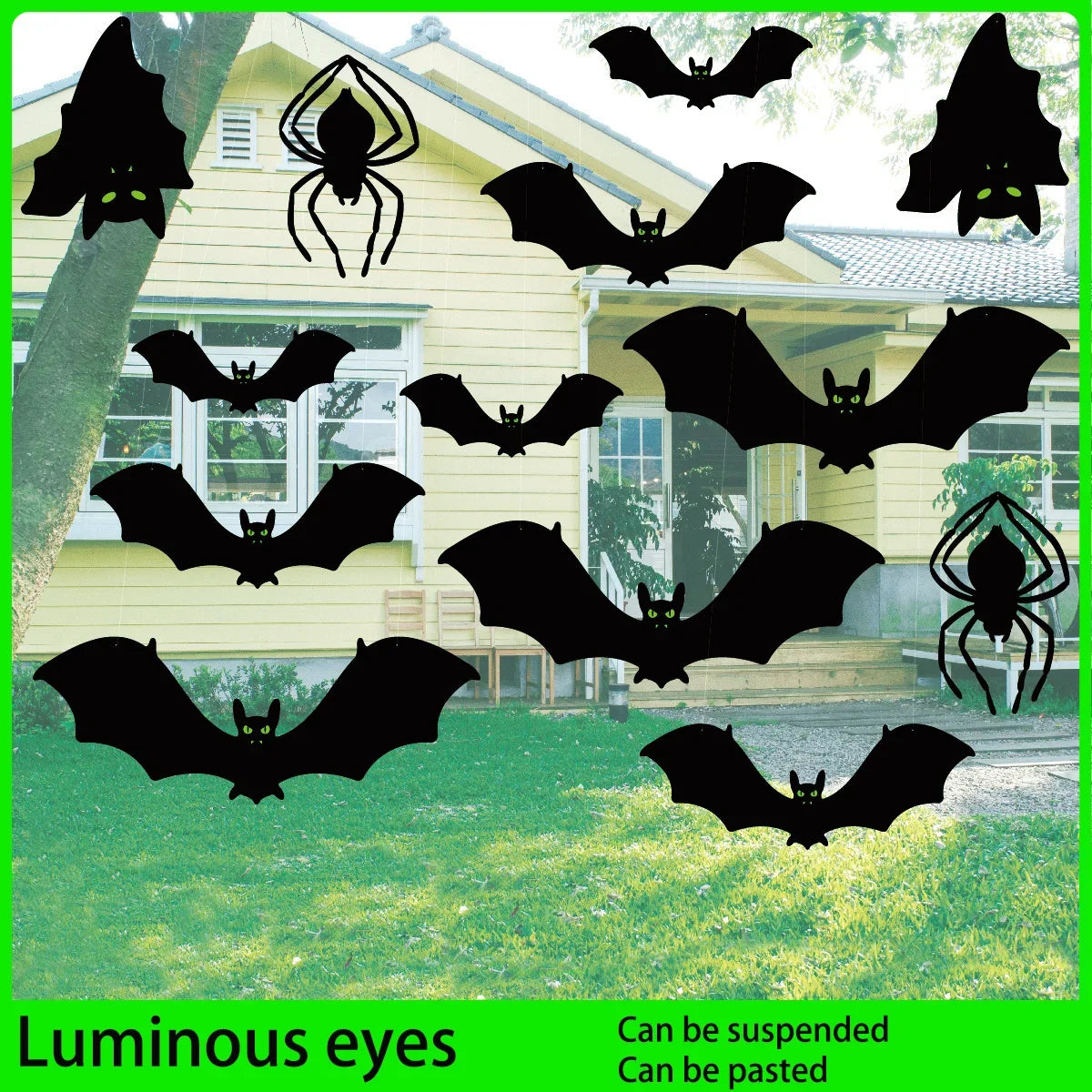 Glowing Eye Bat & Spider Halloween Hanging Decoration Halloween Ornament Qme