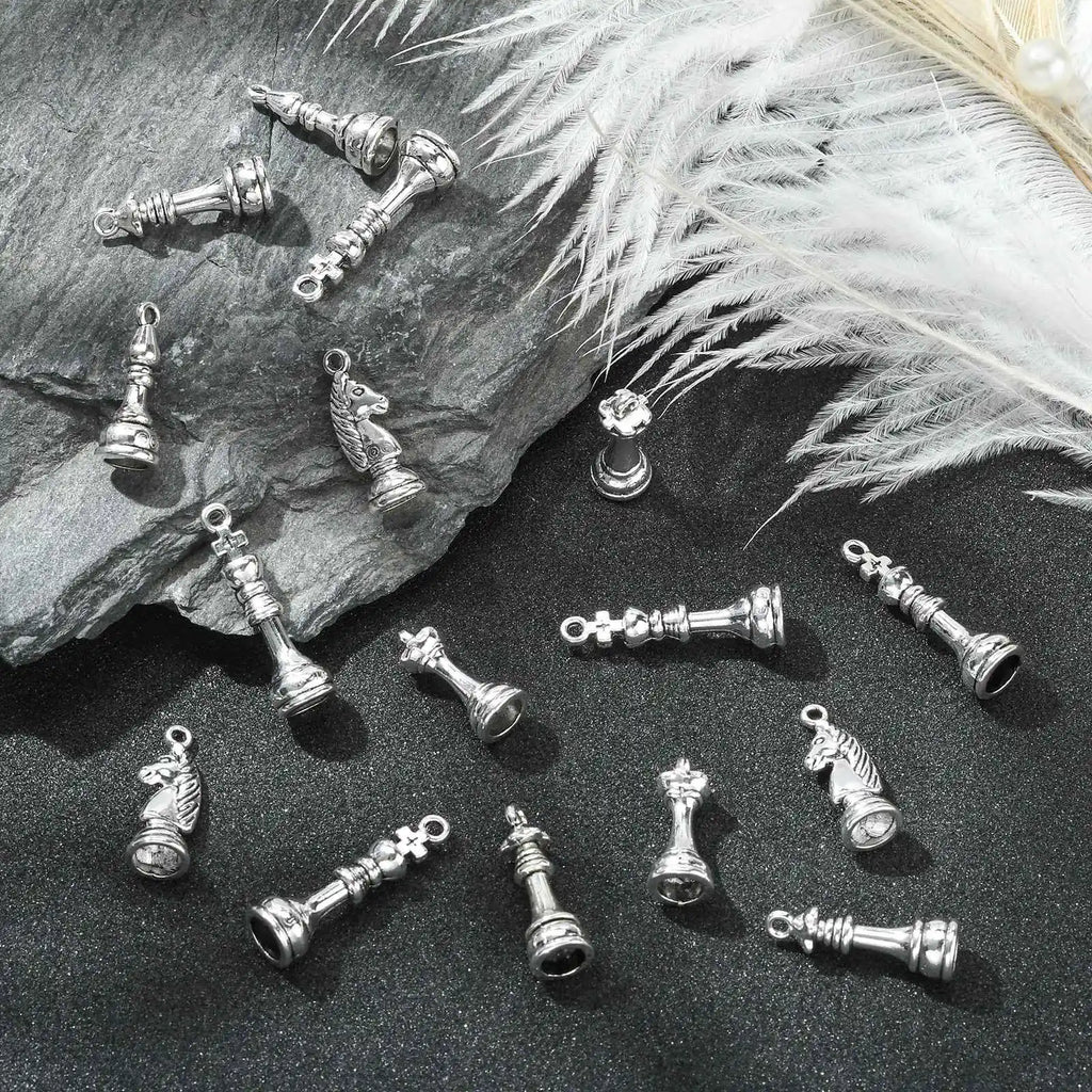 60pcs 3D Chess Piece Charms for Jewelry Making | Pandahall Jewelry Making Charms Qme