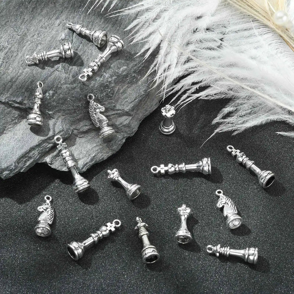 60pcs 3D Chess Piece Charms for Jewelry Making | Pandahall Jewelry Making Charms Qme