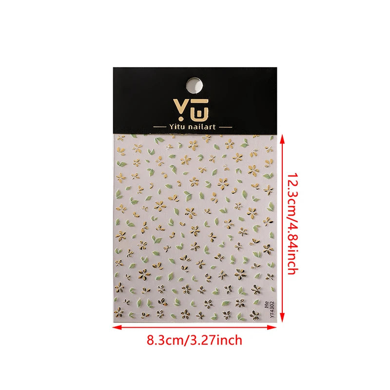 5D Embossed Flower Nail Stickers – Floral Petal Designs Nail Art Stickers Qst A