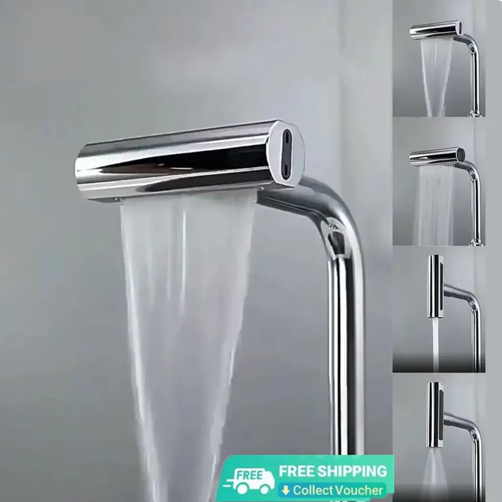 Waterfall Faucet Bubbler – 4 Modes, Splash-Proof, Brass+ABS Faucet Bubbler Qme