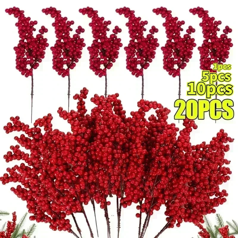 Artificial Red Berry Branches Christmas Tree & Wreath Decor Christmas Berry Picks Qme