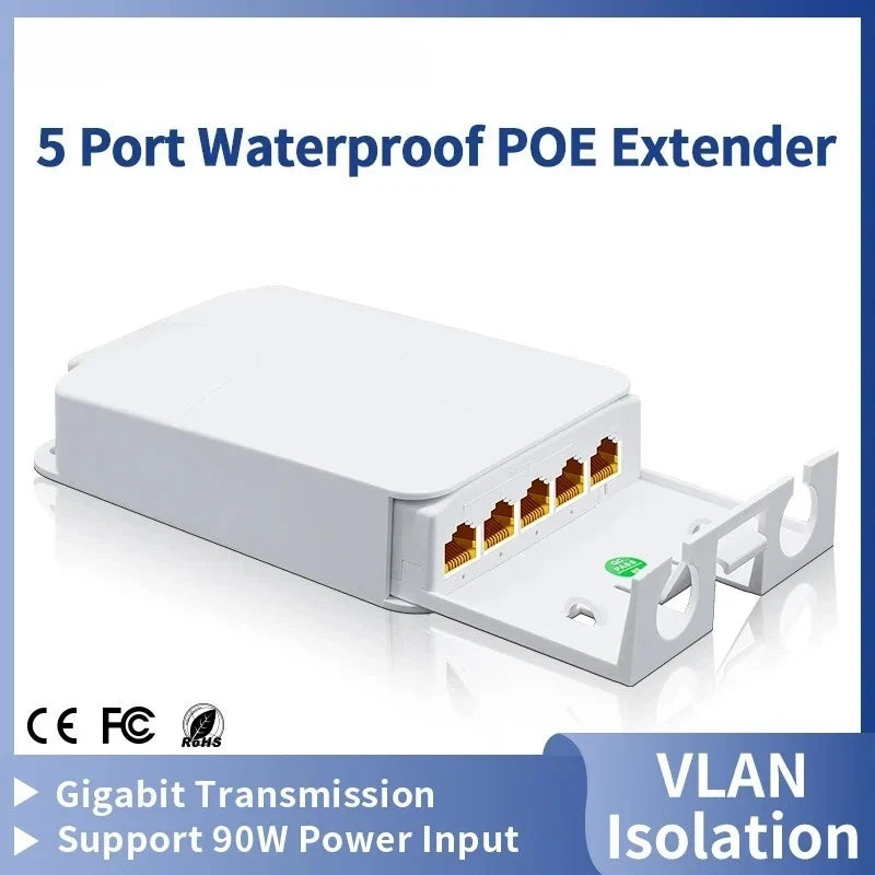POE Repeater 1-3 Port 100/1000Mbps Network Extender Splitter PoE Network Extender Qme 1 to 4 1000Mbps