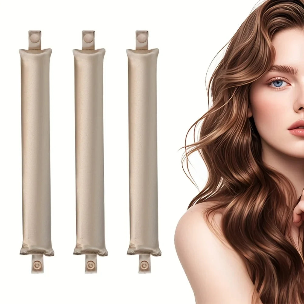 Satin Heatless Curling Headband – Overnight No-Heat Hair Rollers Heatless Hair Curler Qme Khaki