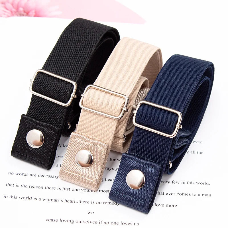 Women's Elastic Buckle-Free Canvas Waist Belt | 29 Colors Elastic Waist Belt Qme