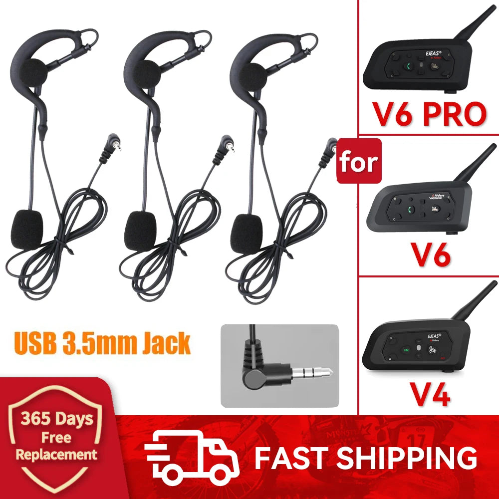 EJEAS Referee Intercom Headset 3.5mm Full Duplex In-Ear Earphone Intercom Headset Qst