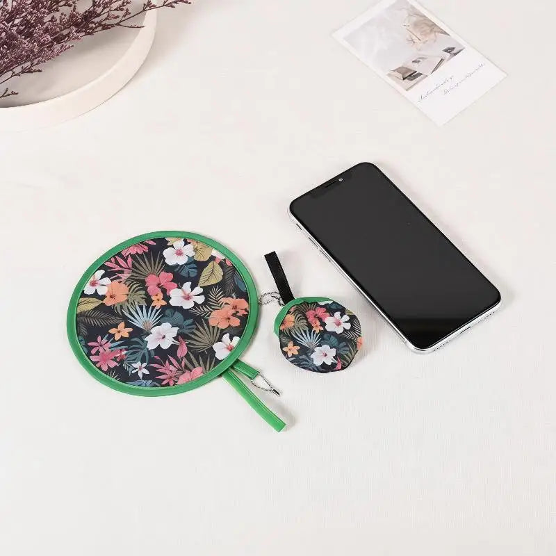 Mini Japanese Folding Fan Flower Pattern – Pocket Collapsible Folding Handheld Fan Qme