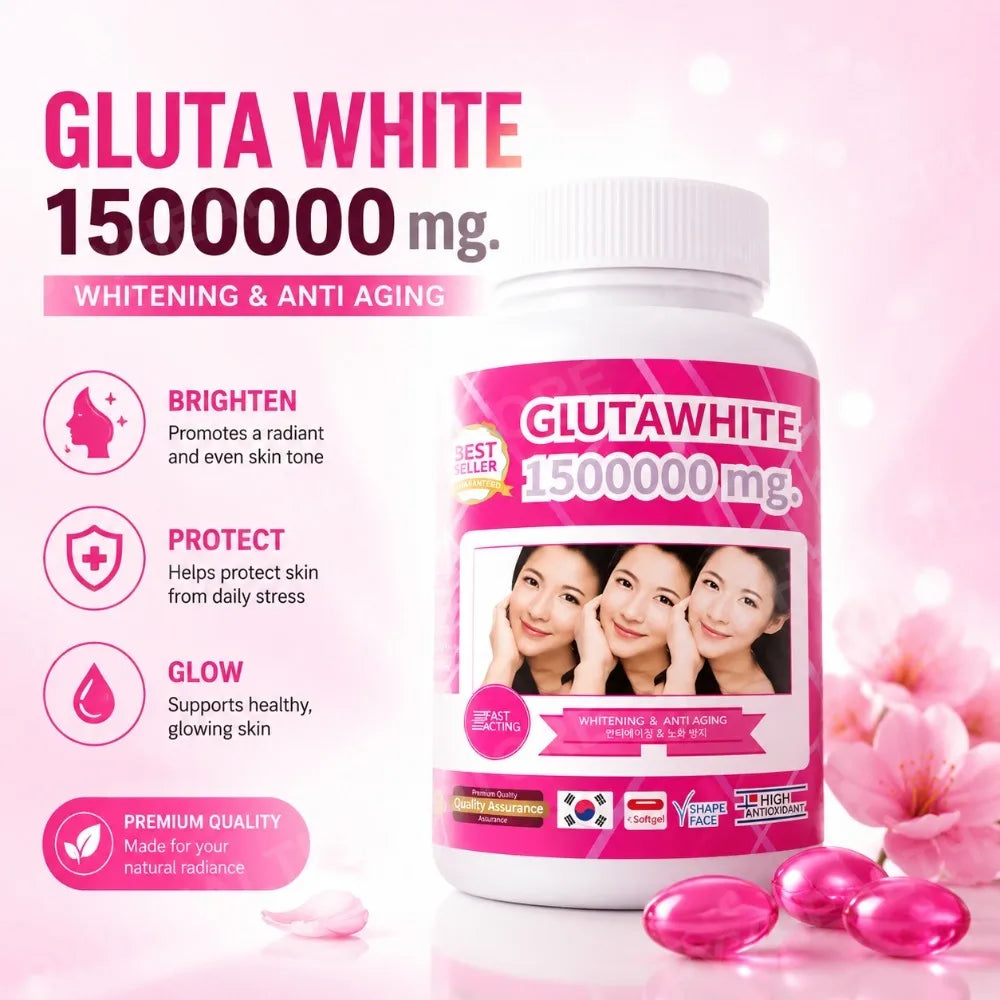 Glutathione Collagen Softgels 100ct – Vitamin C, Biotin & Zinc Beauty Supplement Softgels Qst