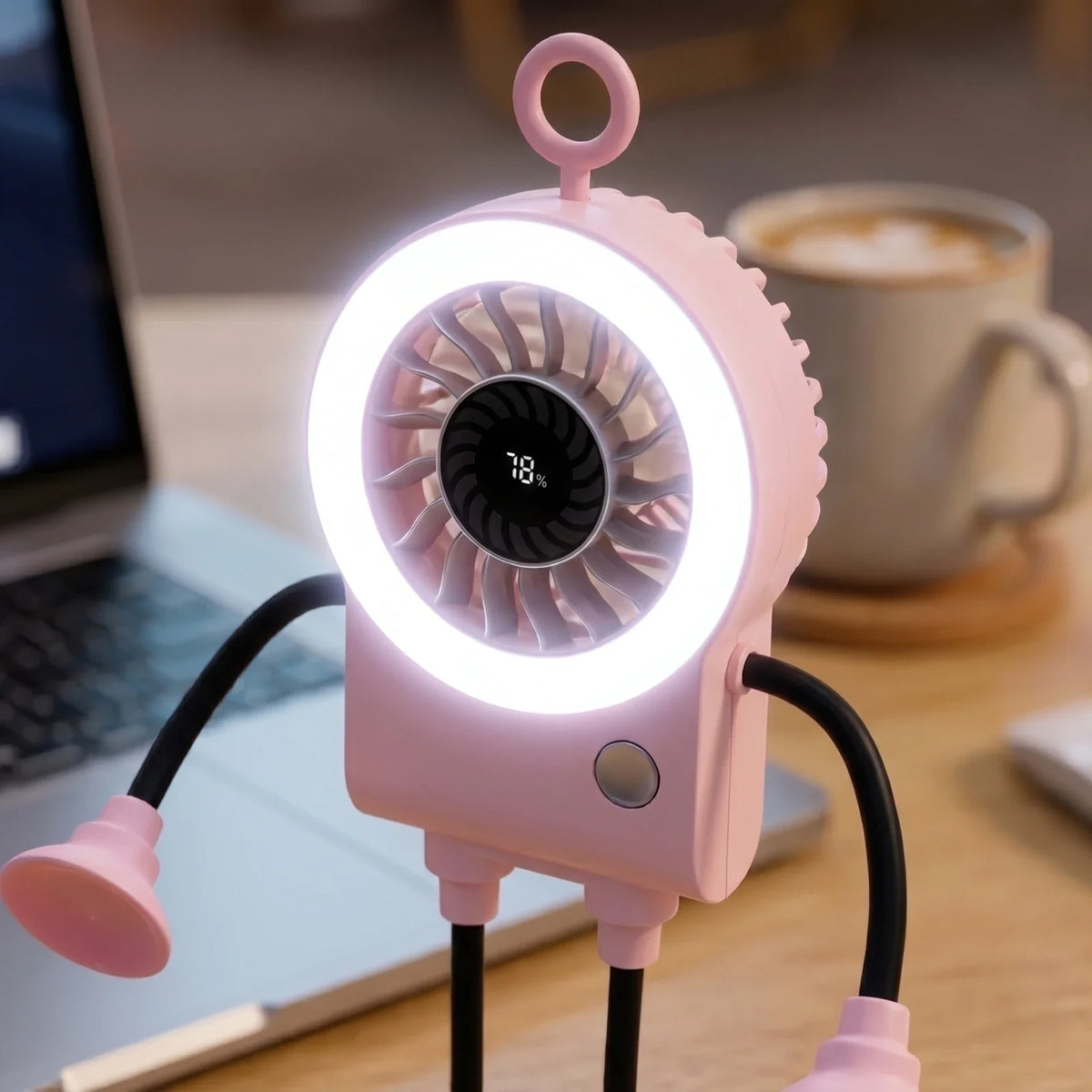 Mini Foldable Electric Fan | Digital Display & Suction Cup Portable Electric Fan Qme