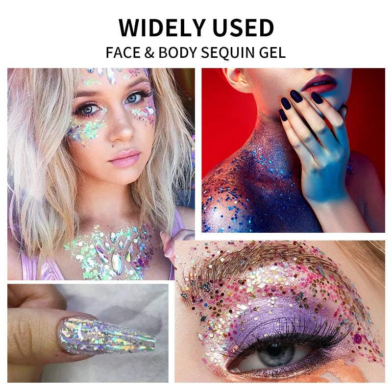 Party Sequin Gel – Waterproof Glitter Makeup for Costumes Glitter Makeup Gel Qme