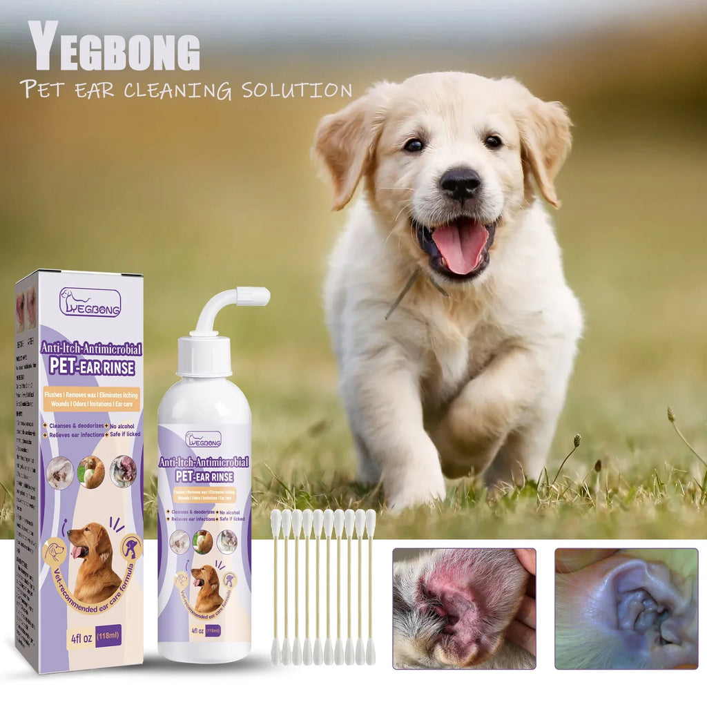 Yegbong Natural Pet Ear Cleaner Drops for Dogs & Cats Pet Ear Cleaner Qme