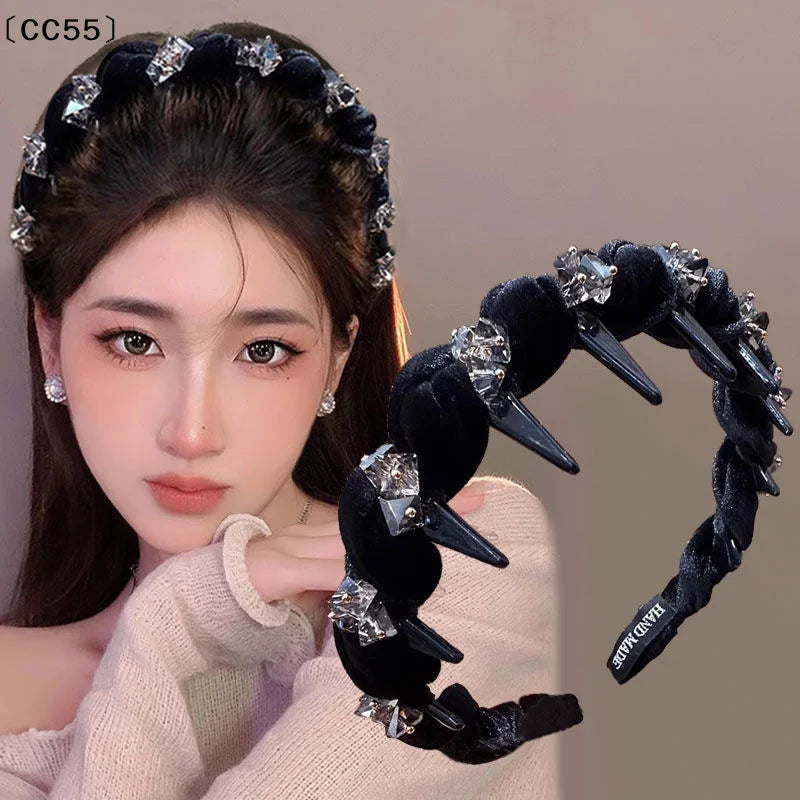 Crystal Velvet Headband – Vintage French Style Hair Hoop Hair Headband Qst