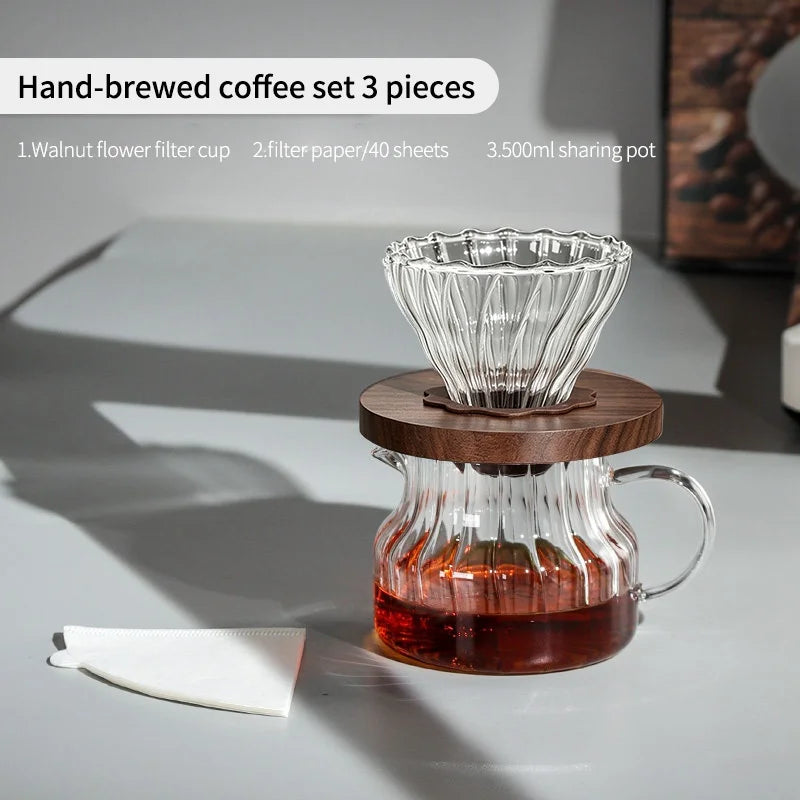 BINCOO Pour Over Coffee Kit – Dripper, Carafe, Kettle & Grinder Pour Over Coffee Set Qst 3 Piiece Set 500ML