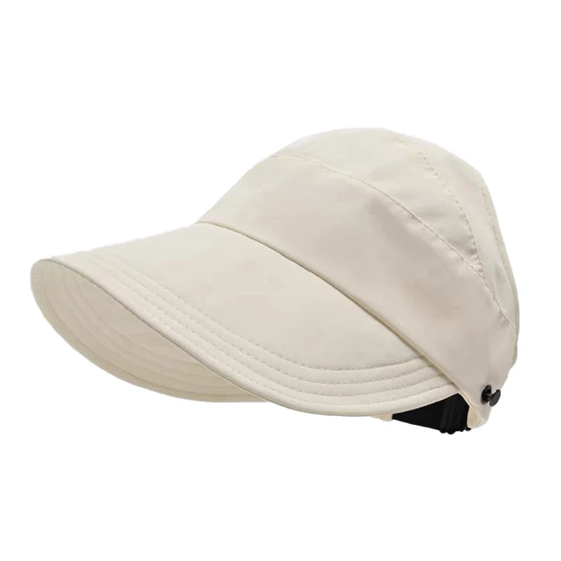 Women's UPF50+ Quick Dry Hollow Top Outdoor Sun Visor Hat Sun Visor Hat Qst Beige