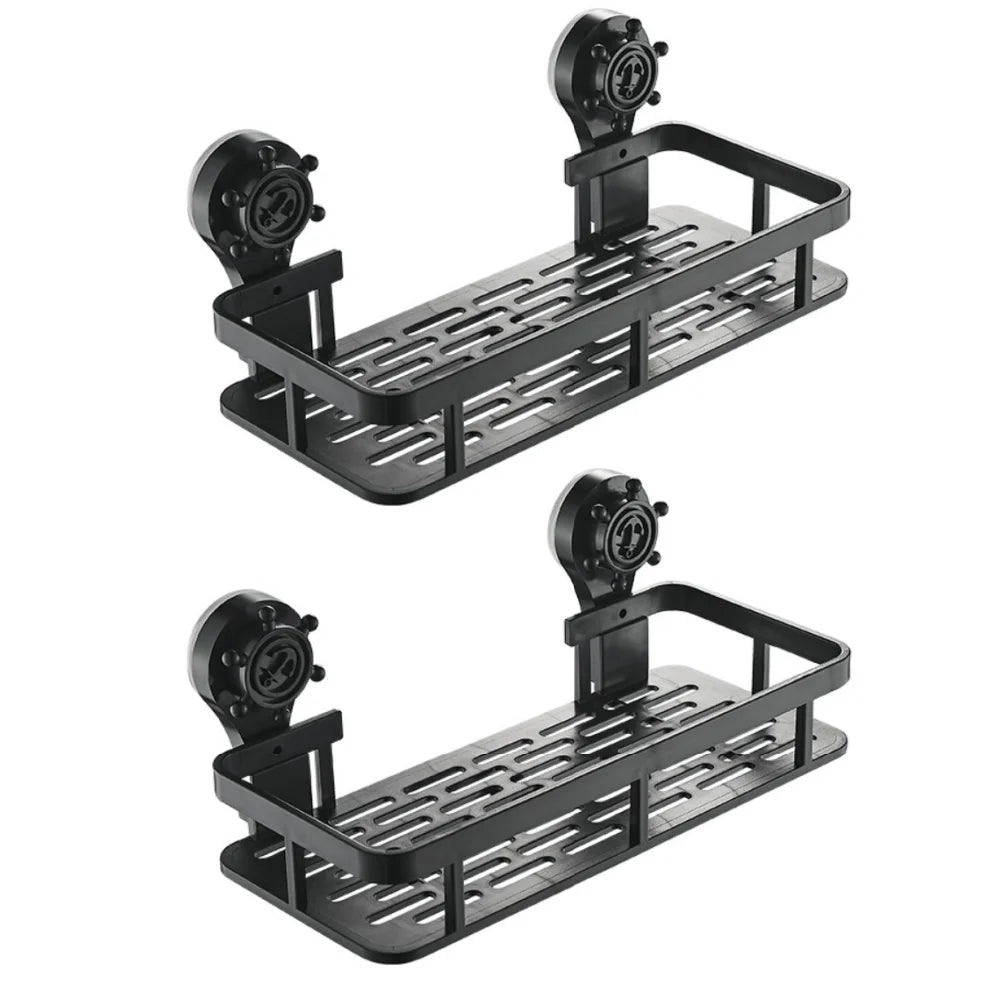 Wall Mounted Bathroom Storage Rack – No-Drill Suction Cup Shelf Bathroom Storage Rack Qme 2pcs A