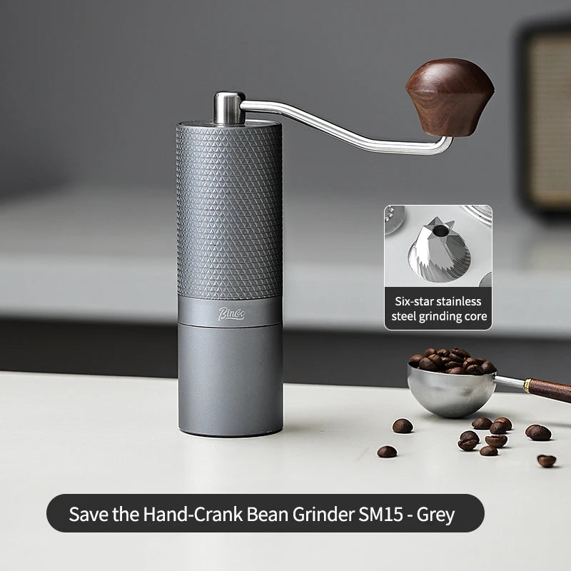 BINCOO SM15 Manual Coffee Grinder – Adjustable Burr Mill Manual Coffee Grinder Qst Dark Grey