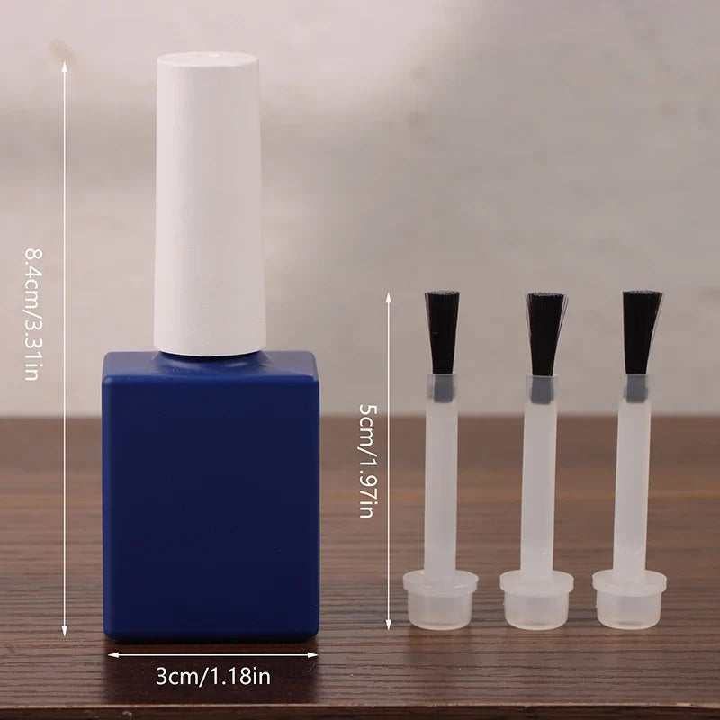 12ml Blue Glass Nail Polish Bottle – Empty Refillable with Brush Refillable Nail Bottle Qme